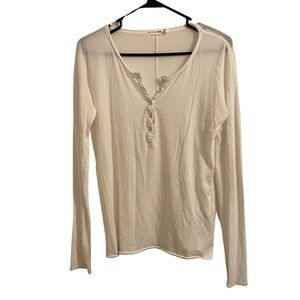 Rag & Bone Jean Long Sleeve Cotton Henley Shirt with Stark White Button Size XS